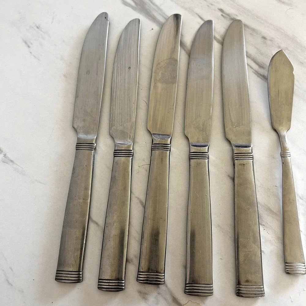 Wallace 18/10 Dinner Knives & Butter Knife Flatware Napoli Lot of 6 FFF